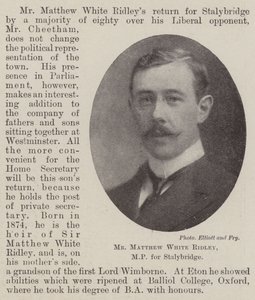 Pan Matthew White Ridley, poseł Stalybridge