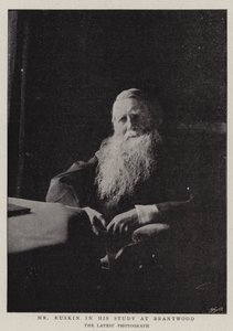 Pan Ruskin w swoim gabinecie w Brantwood autorstwa English Photographer