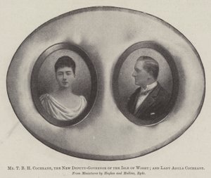 Pan T B H Cochrane, nowy zastępca gubernatora wyspy Wight; i Lady Adeli Cochrane autorstwa English Photographer