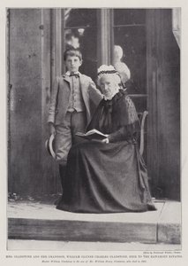 Pani Gladstone i jej wnuk, William Glynne Charles Gladstone, spadkobierca posiadłości Hawardenów autorstwa English Photographer
