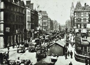 New Bridge Street, patrząc na Ludgate Circus, City of London, 1890 autorstwa English Photographer