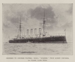 Zamówiono na chińskie wody, HMS Diadem, Twin Screw Cruiser, 1. klasa, 11 000 ton autorstwa English Photographer