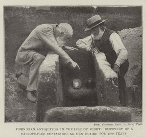 Zabytki fenickie na wyspie Wight, odkrycie sarkofagu zawierającego urnę zakopaną przez 2000 lat autorstwa English Photographer