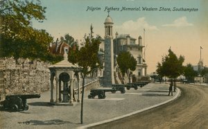 Pomnik Ojców Pielgrzymów, Western Shore, Southampton. Pocztówka wysłana w 1913 roku. autorstwa English Photographer