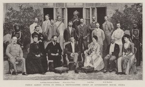 Prince Albert Victor w Indiach, grupa fotograficzna w Government House, Poona autorstwa English Photographer