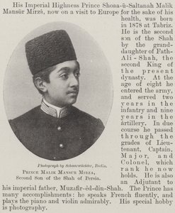 Książę Malik Mansur Mirza, drugi syn szacha perskiego autorstwa English Photographer