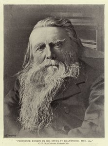Profesor Ruskin w swoim gabinecie w Brantwood, maj 1894 autorstwa English Photographer