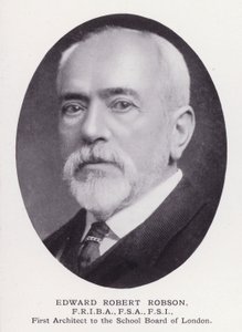 Wybitni ludzie Londynu: Edward Robert Robson (zdjęcie czarno-białe) autorstwa English Photographer