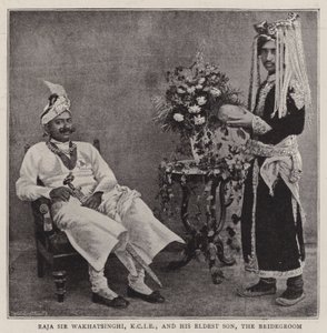 Raja Sir Wakhatsinghi, KCIE, i jego Najstarszy Syn, Oblubieniec autorstwa English Photographer