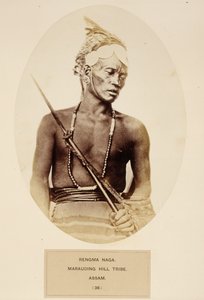 Rengma Naga, Marauding Hill Tribe, Assam, z The People of India, J. Forbes Watson, opublikowane 1868 (druk albumowy)