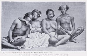 Rodzina królewska z Vahitai, Taouata, Markizy (zdjęcie czarno-białe) autorstwa English Photographer