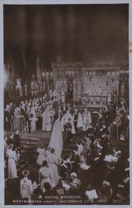 Królewski ślub, Opactwo Westminsterskie 29 listopada 1934 (zdjęcie czarno-białe) autorstwa English Photographer