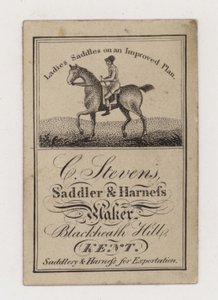 Saddler and Harness Maker, C Stevens, karta handlowa autorstwa English Photographer