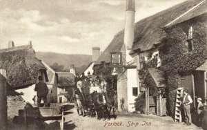 Ship Inn, Porlock (zdjęcie czarno-białe) autorstwa English Photographer