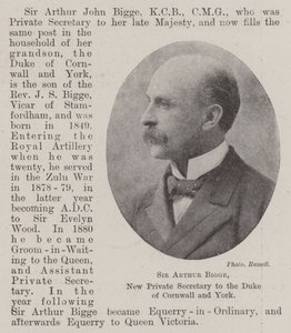Sir Arthur Bigge, nowy prywatny sekretarz księcia Kornwalii i Yorku autorstwa English Photographer