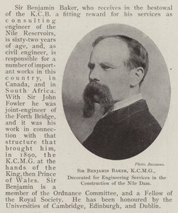 Sir Benjamin Baker, KCMG, odznaczony za usługi inżynieryjne przy budowie zapory na Nilu autorstwa English Photographer