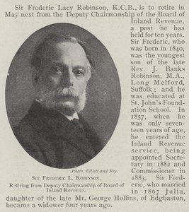 Sir Frederic L Robinson, odchodzący z funkcji zastępcy przewodniczącego Zarządu Urzędu Skarbowego autorstwa English Photographer