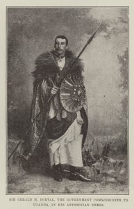 Sir Gerald H Portal, komisarz rządowy w Ugandzie, w swoim abisyńskim stroju autorstwa English Photographer