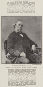 Sir Joseph Lister, Baronet, DCL, LLD, przewodniczący tegorocznego spotkania Brytyjskiego Stowarzyszenia w Liverpoolu autorstwa English Photographer