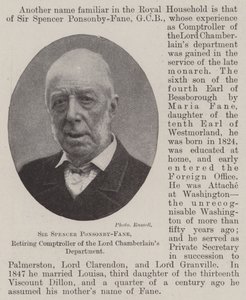 Sir Spencer Ponsonby-Fane, emerytowany kontroler departamentu Lord Chamberlains autorstwa English Photographer