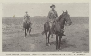 Lekki koń południowoafrykański, kapitan Balfour i sierżant-major Lilley, szwadron autorstwa English Photographer