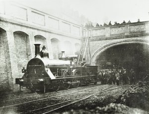 Stafford Street, eksperymentalna lokomotywa, 1862 autorstwa English Photographer