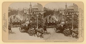 Nadruk stereograficzny Diamentowego Jubileuszu Królowej Wiktorii autorstwa English Photographer