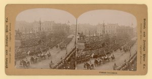 Nadruk stereograficzny Diamentowego Jubileuszu Królowej Wiktorii autorstwa English Photographer