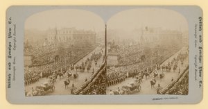 Nadruk stereograficzny Diamentowego Jubileuszu Królowej Wiktorii autorstwa English Photographer