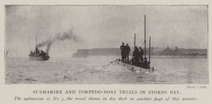 Próby łodzi podwodnej i łodzi torpedowej w Stokes Bay autorstwa English Photographer