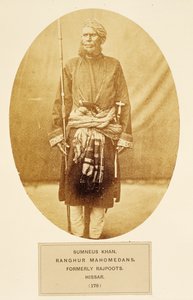 Sumner Khan, Ranghur Mahomedans, dawniej Rajputs, Hisar, z The People of India, J. Forbes Watson, opublikowany 1868 (druk albumowy)
