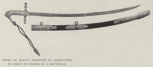 Sword of Honor podarowany przez Highlanders w Londynie pułkownikowi H A MacDonald autorstwa English Photographer