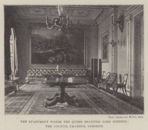 Mieszkanie, w którym królowa gościła Lorda Robertsa, Izba Rady, Osborne autorstwa English Photographer