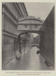 Most Westchnień w Wenecji, ukazujący Bibliotekę po lewej i Stare Więzienie po prawej autorstwa English Photographer