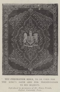 Biblia Koronacyjna do złożenia przysięgi królewskiej i do przedstawienia Jego Królewskiej Mości autorstwa English Photographer
