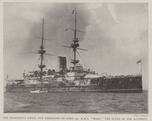 Katastrofalna eksplozja armaty morskiej 14 kwietnia, HMS Mars, miejsce wypadku autorstwa English Photographer
