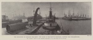 Odrzucenie przestarzałych okrętów wojennych, Zagłębie w Portsmouth Dockyard, ukazujące przeludnienie autorstwa English Photographer