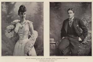 Książę dOrleans, ur. 1869, i księżniczka Helene dOrleans, ur. 1871, syn i córka zmarłego hrabiego de Paris autorstwa English Photographer