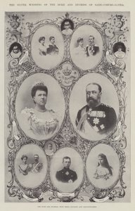 Książę i księżna Saxe-Coburg-Gotha z dziećmi i wnukami autorstwa English Photographer