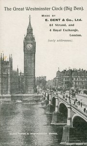 Wielki Zegar Westminsterski, Big Ben, wyprodukowany przez E Dent und Co Ltd autorstwa English Photographer