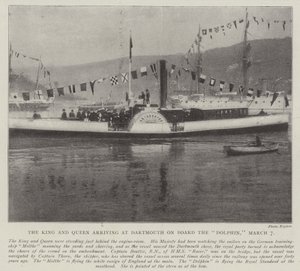 Król i królowa przybywający do Dartmouth na pokładzie delfina, 7 marca autorstwa English Photographer