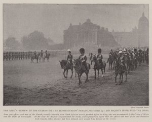 Kings Review of the Guards on the Horse Guards Parade, 27 października, Jego Wysokość dokonuje inspekcji linii autorstwa English Photographer