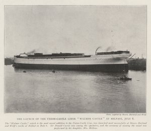 Otwarcie Union-Castle Liner Castle Walmer w Belfaście, 6 lipca autorstwa English Photographer