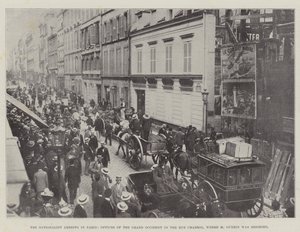 Nacjonalistyczne aresztowania w Paryżu, biura Wielkiego Zachodu przy rue Chabrol, gdzie oblegany był M Guerin autorstwa English Photographer