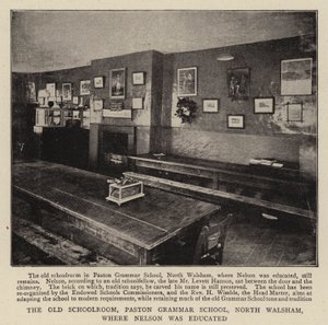 Old Schoolroom, Paston Grammar School, North Walsham, gdzie kształcił się Nelson autorstwa English Photographer