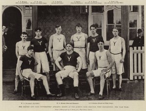 Uniwersytety Oxford i Yale Athletic Sports w Queens Club Grounds, West Kensington, Yale Team autorstwa English Photographer