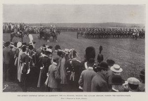 Przegląd urodzinowy Queens w Aldershot, 15 Pułk Huzarów, kierujący Brygadą Kawalerii, mijając Saluting-Point autorstwa English Photographer