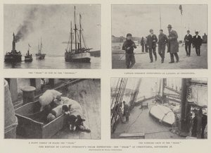 The Return of Captain Sverdrups Polar Expedition, Fram w Christianii, 28 września autorstwa English Photographer