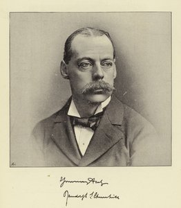 Prawy Lord Randolph Churchill, zmarły kanclerz skarbu i były przewodniczący Izby Gmin autorstwa English Photographer