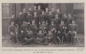 Więźniowie Roodeval, oficerowie 4. milicji Derbyshire (Sherwood Foresters) schwytani przez Burów 7 czerwca autorstwa English Photographer